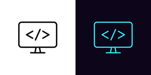 Outline programming icon with editable stroke vector