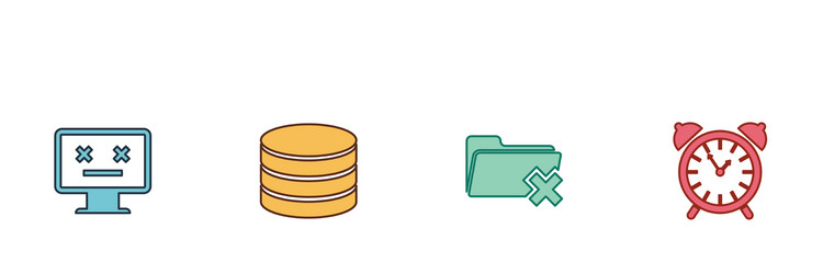 set dead monitor database delete folder vector image