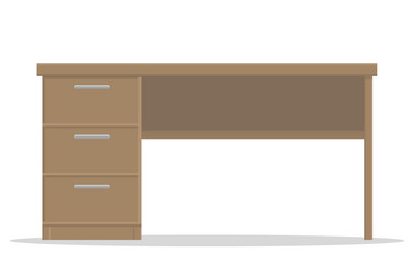 Office wooden table with drawers on a white vector