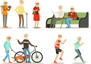 Smiling Seniors Enjoying Leisure vector