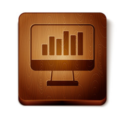 Brown computer monitor with graph chart icon vector