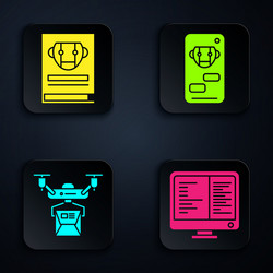 set computer monitor screen user manual drone vector image