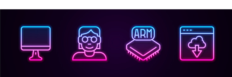 Set line computer monitor screen hacker coder vector