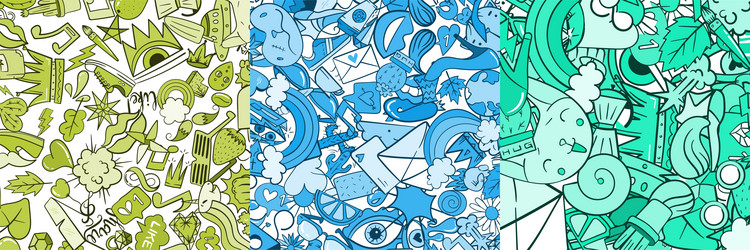 set of three random elements background including vector image