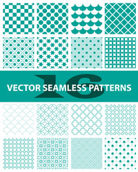 Turquoise Seamless Pattern Collection - 16 Abstrac Vector Image