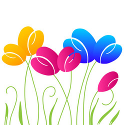 Abstract background with multicolored bright tulip vector