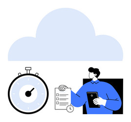 efficient time management for cloud-based workflow vector image