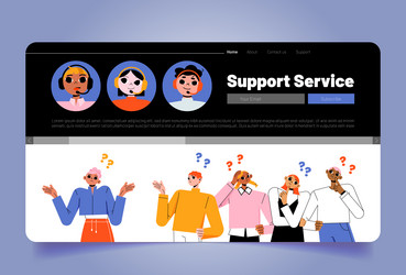 support service banner with operators and users vector image