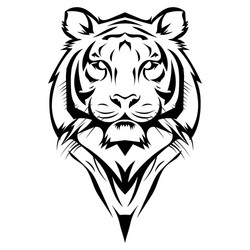 Tiger Head Logo - Black & White Vector Image