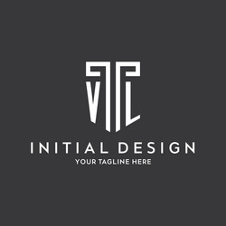 Vl monogram initial name with shield shape icon vector