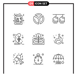 set 9 line style icons for web and mobile vector image