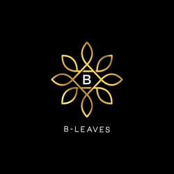 Golden Floral Initial B Logo Vector Image