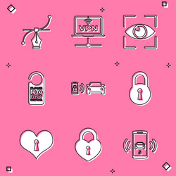 set bezier curve vpn computer network eye scan vector image