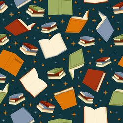 reading seamless pattern unfolded book and stacks vector image