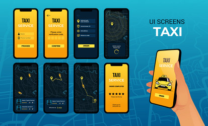 navigator map application ui mobile app for taxi vector image