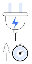 power plug with timer and tree elements vector image