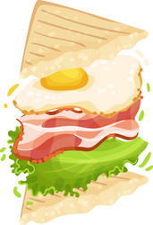 sandwich on triangular toasts with bacon vector image