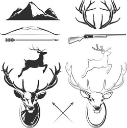 Vintage Deer Head Elements Vector Image