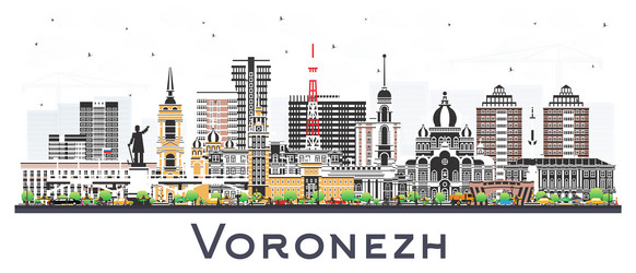 Voronezh City Skyline, Russia Vector Image