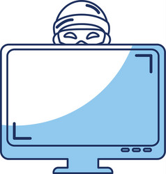 hacker with computer avatar character vector image