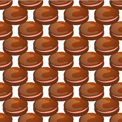 Seamless pattern with chocolate macaroon on white vector