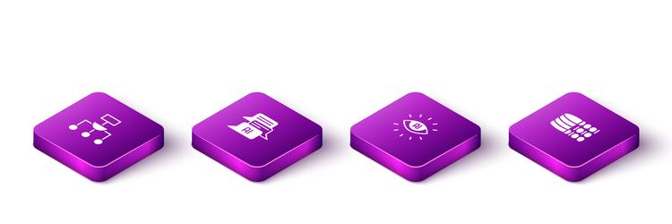 set isometric algorithm chat bot artificial vector image