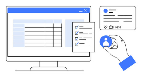 data management and user profile selection vector image