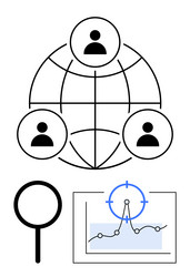 global team connections with analytics and data vector image