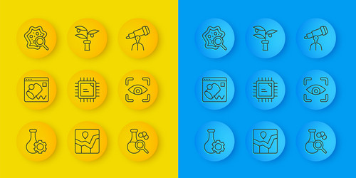 set line test tube data visualisation processor vector