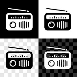 set radio with antenna icon isolated on black vector