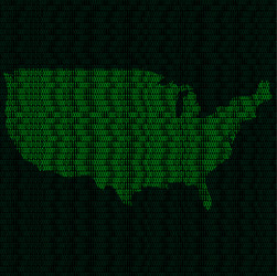 Silhouette of usa from binary digits vector