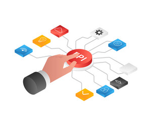 Flat isometric concept api application network vector
