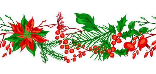 pattern with winter plants merry christmas Vector Image