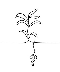 Abstract tree with question as line drawing vector