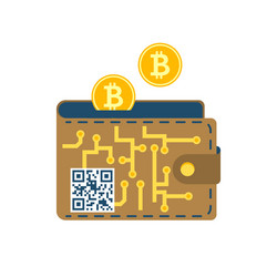 Digital Wallet Icon - Bitcoin & QR Code vector