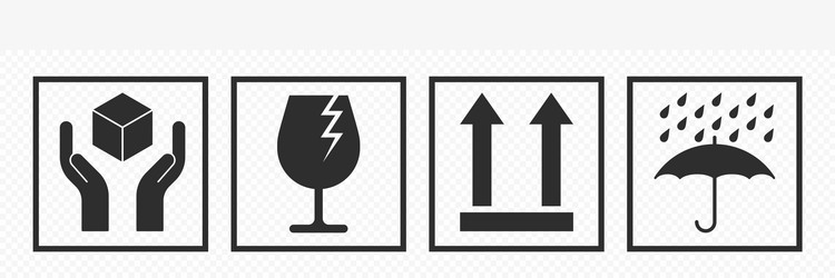 Fragile Package & Handling Icons vector image