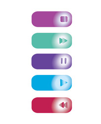 web buttons set play stop back and forward vector image