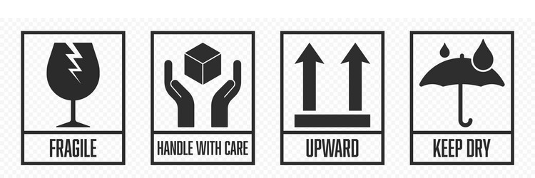 Fragile Package & Handling Icons vector image