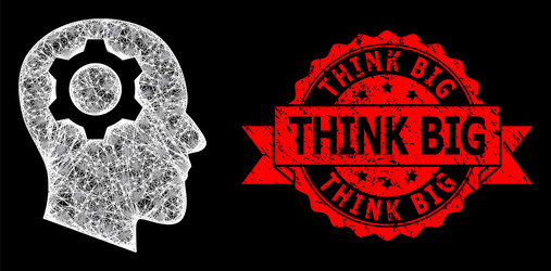 grunge think big seal and bright web net head gear vector image