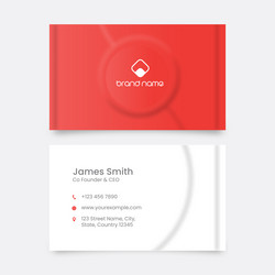 neumorphic business or visiting card in red vector