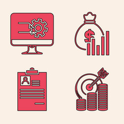 set target with coin symbol computer monitor vector image