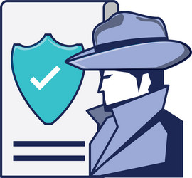 Cyber security agent and document with shield vector