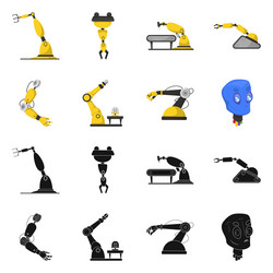Isolated object of robot and factory logo set vector
