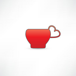 Red mug with a handle in the shape of heart vector