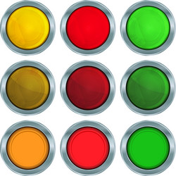 Set of round buttons red orange and green vector