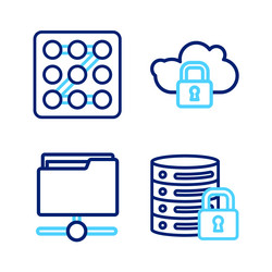 set line server security with lock ftp folder vector image
