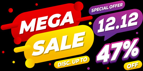 47 mega sale 1212 celebration discount 3d vector