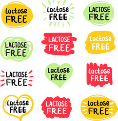 set color labels with text lactose free vector