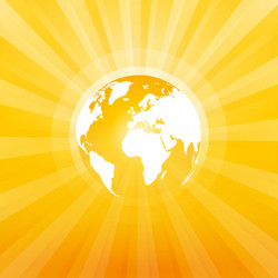 Yellow world map sun ray vector