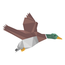 duck flying lowpoly vector